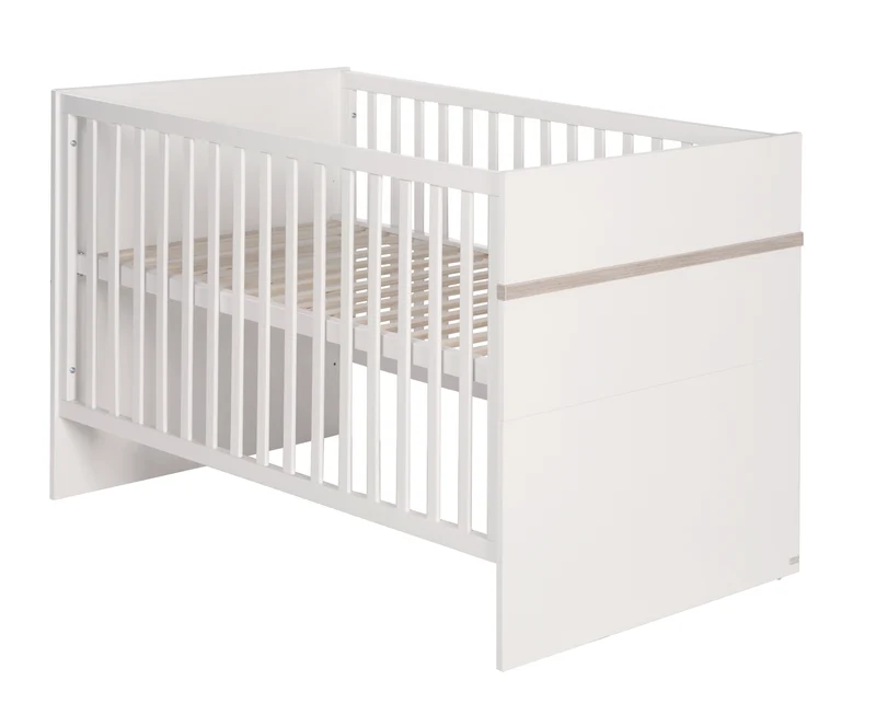 Kindermöbelset "Moritz " – 2-teilig, Kinderbett 70 x 140 cm & Wickelkommode breit, weiß/Luna Elm