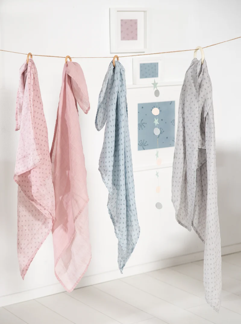Organic 2er Set Puck- & Stilltuch 'Lil Planet' hellblau/sky, Bio-Baumwolle, GOTS, 120 x 120 cm