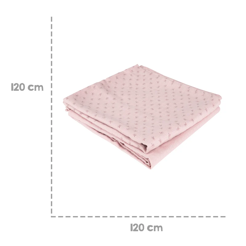 Organic 2er Set Puck- & Stilltuch 'Lil Planet' rosa/mauve, Bio-Baumwolle, GOTS, 120 x 120 cm