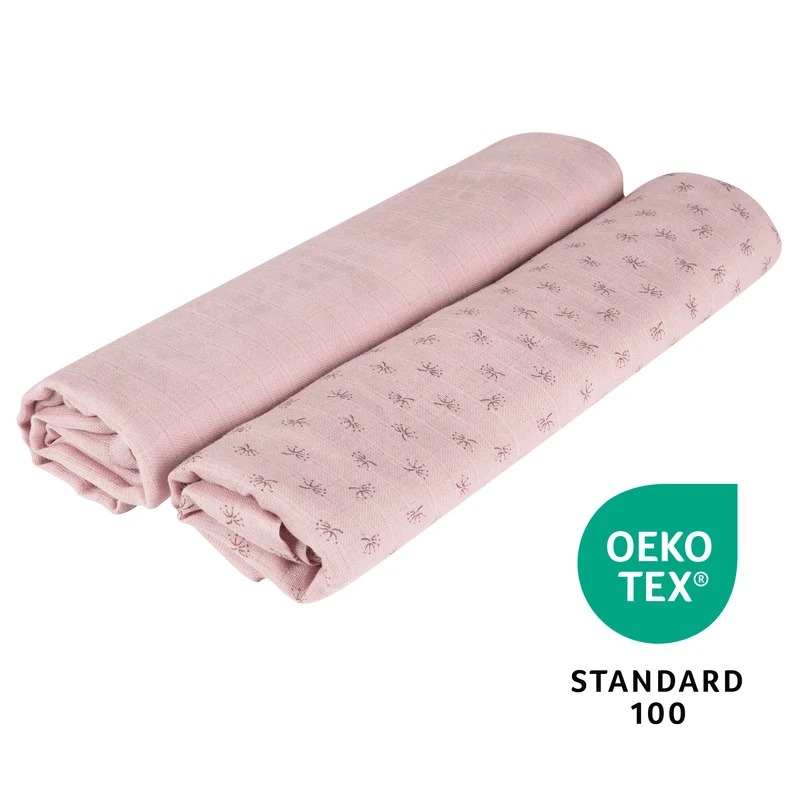 Organic 2er Set Puck- & Stilltuch 'Lil Planet' rosa/mauve, Bio-Baumwolle, GOTS, 120 x 120 cm