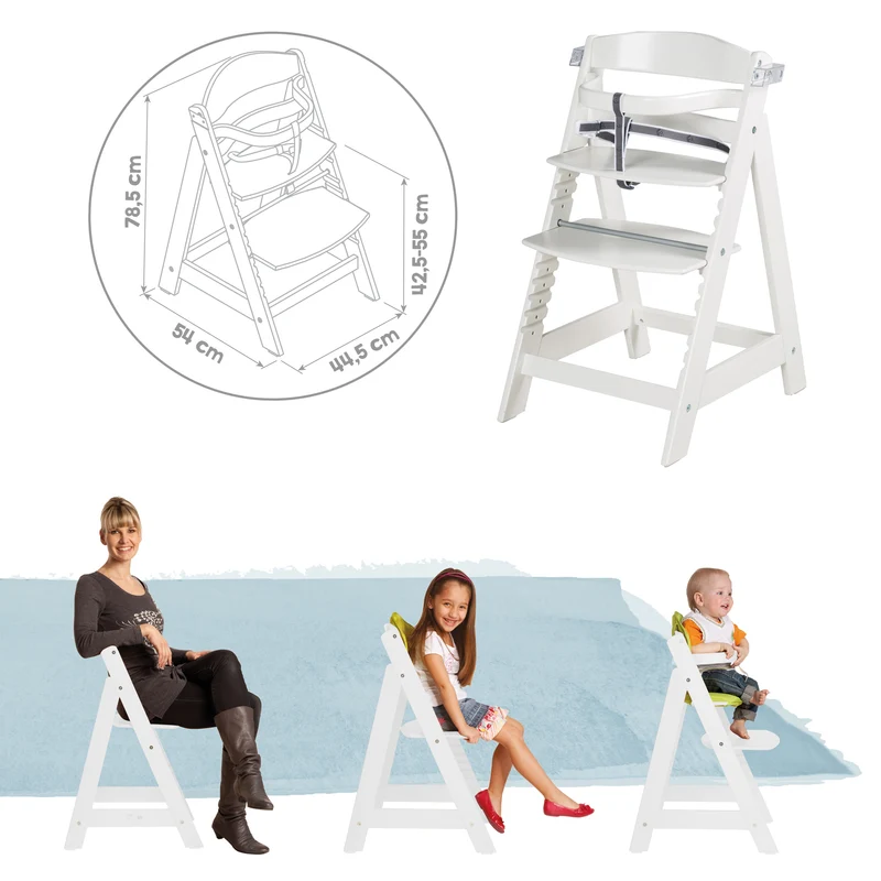 Treppenhochstuhl "Sit Up FUN" – inkl. abnehmbarem Essbrett und Bügel, mitwachsend, weiß