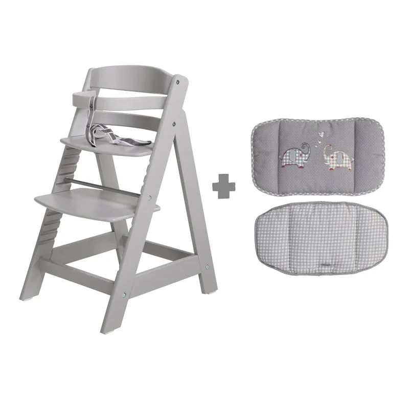 Treppenhochstuhl "Sit Up III" – mitwachsend vom Baby- bis Jugendstuhl, taupe, mit Sitzverkleinerer