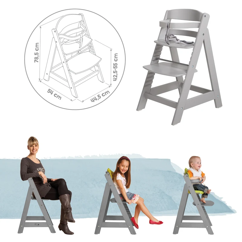 Treppenhochstuhl "Sit Up III" – mitwachsend vom Baby- bis Jugendstuhl, taupe, mit Sitzverkleinerer