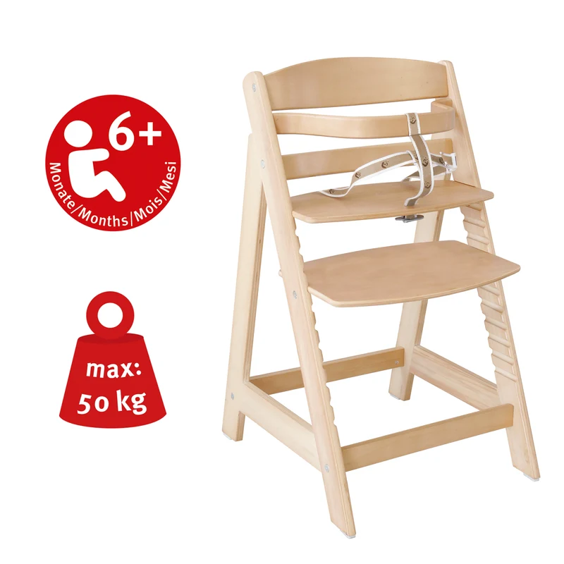 Treppenhochstuhl "Sit Up III" – mitwachsend bis Jugendstuhl, natur, Sitzverkleinerer Litte Stars
