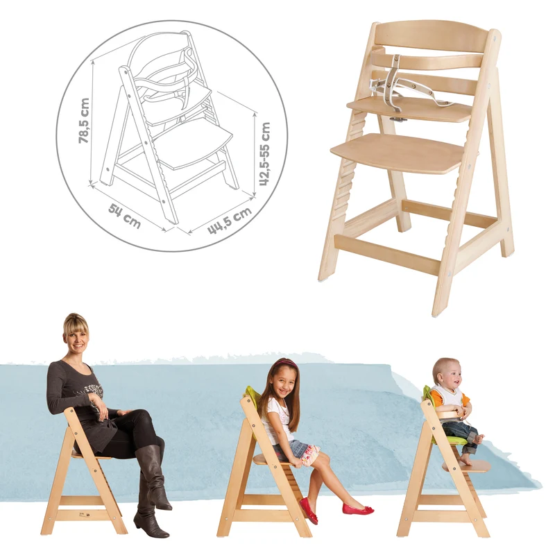 Treppenhochstuhl "Sit Up III" – mitwachsend bis Jugendstuhl, natur, Sitzverkleinerer Litte Stars
