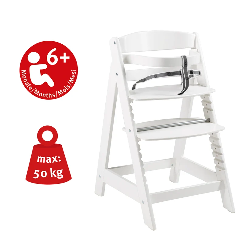 Treppenhochstuhl "Sit Up Click" – mitwachsend, innovativer Klickverschluss, Holz, weiß