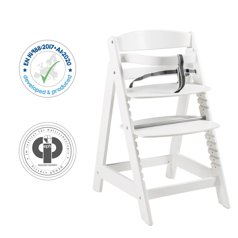 Treppenhochstuhl "Sit Up Click" – mitwachsend, innovativer Klickverschluss, Holz, weiß