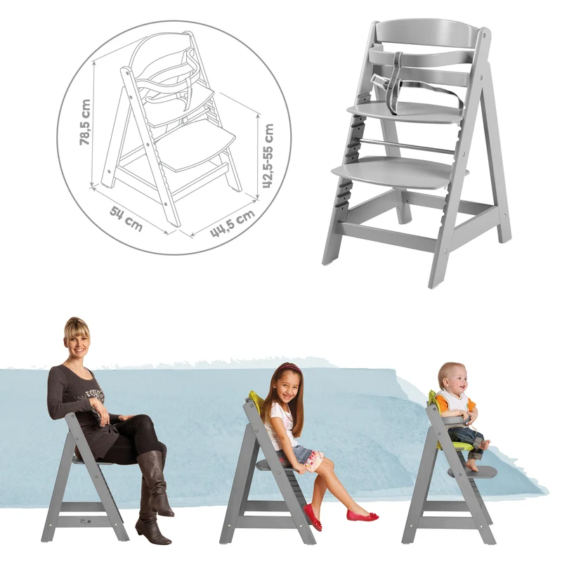 Treppenhochstuhl "Sit Up Click" – mitwachsend, innovativer Klickverschluss, Holz taupe