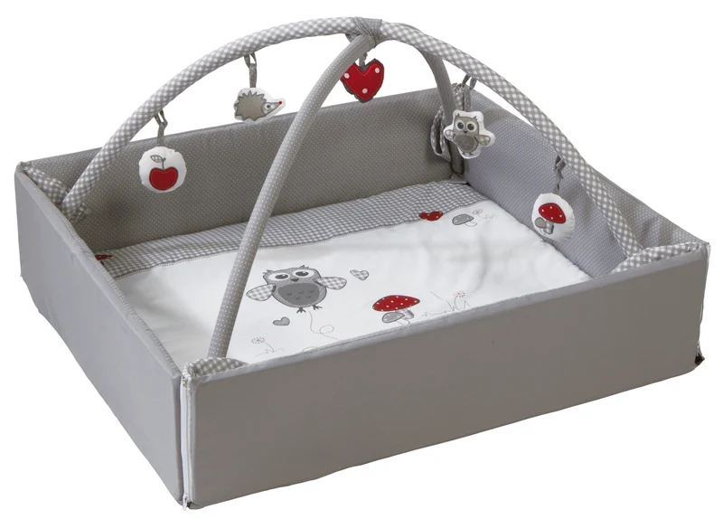Babynest 'Adam & Eule', 4in1, Wickelauflage, Spieldecke, Activity Center & Laufgittereinlage