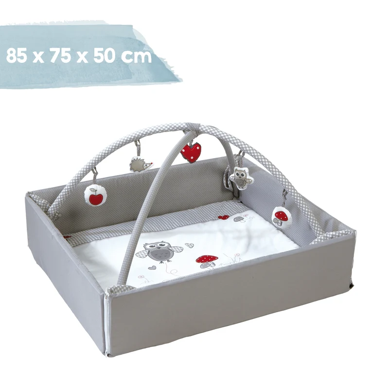 Babynest 'Adam & Eule', 4in1, Wickelauflage, Spieldecke, Activity Center & Laufgittereinlage