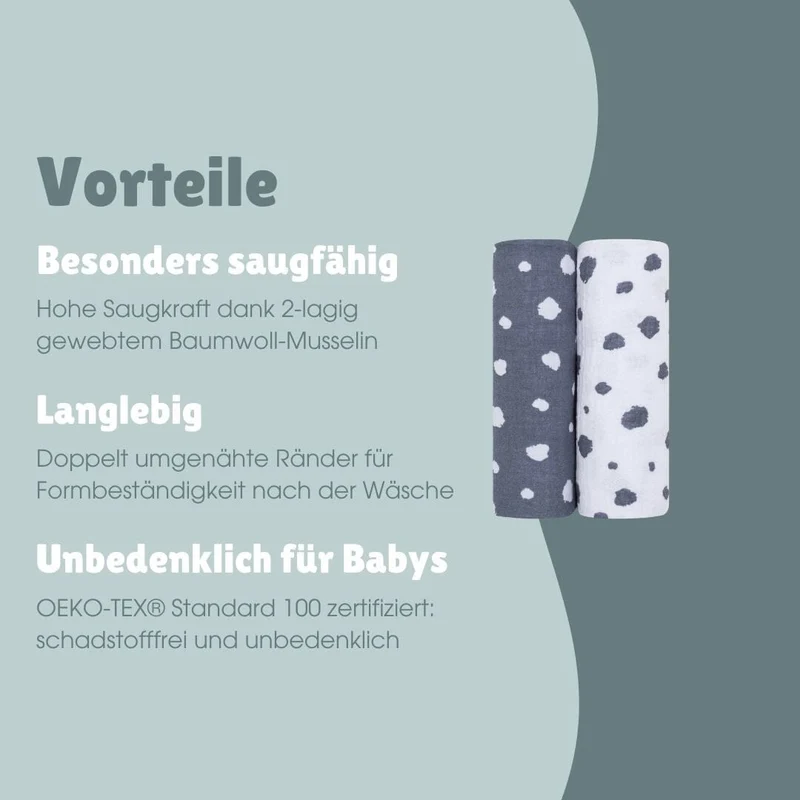 Spucktücher 2er Set | Punkte Blau