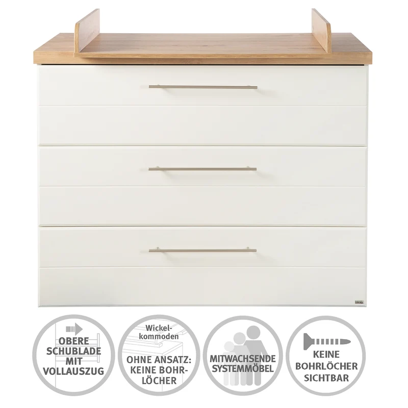 Möbelset 'Nele' 2-teilig, inkl. Kombi-Kinderbett 70 x 140 & Wickelkommode breit