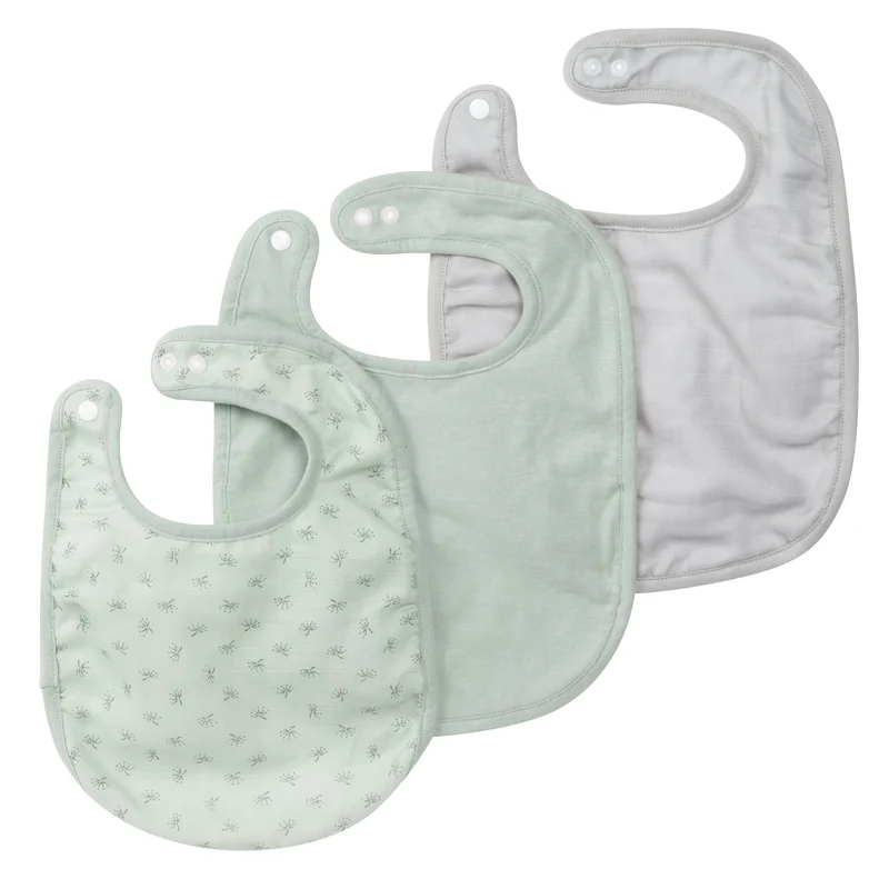 3er Set Lätzchen "Lil Planet" – 23 x 30 cm, frosty green, Bio-Musselin (GOTS)