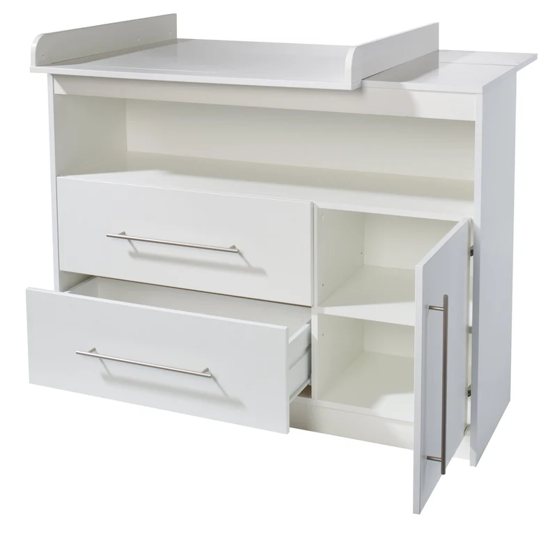 Zimmerset "Maren" – inkl. Kombi-Bett 70 x 140 cm, Wickelkommode breit & Schrank 3-türig, weiß