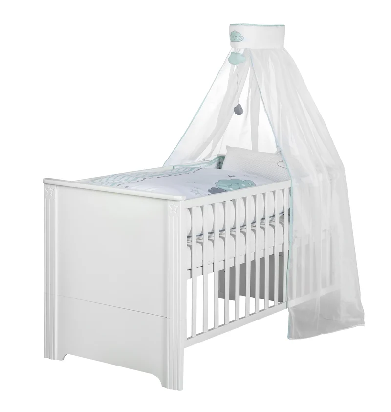 Kindermöbelset "Maxi" – inkl. Kombi-Bett, 70 x 140 cm & breiter Wickelkommode, weiß