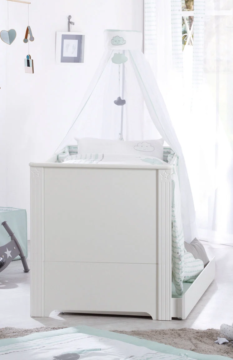 Kindermöbelset "Maxi" – inkl. Kombi-Bett, 70 x 140 cm & breiter Wickelkommode, weiß