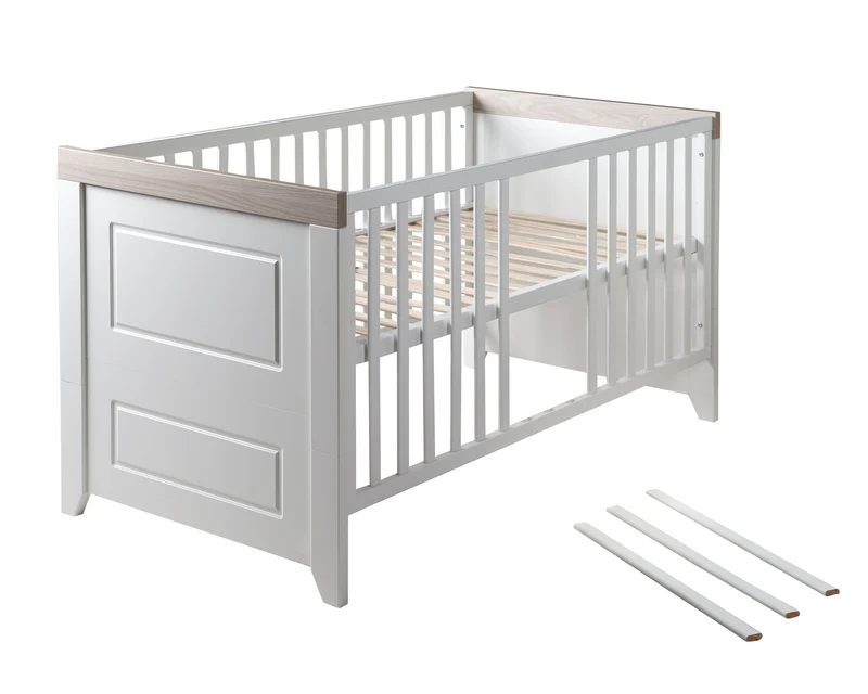 Zimmerset "Felicia" – inkl. Kombi-Bett 70 x 140 cm & breiter Wickelkommode, Luna Elm/weiß