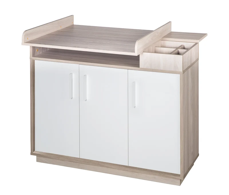 Zimmerset "Olaf" – inkl. Kombi-Bett 70 x 140 cm & breiter Wickelkommode, Luna Elm/weiß