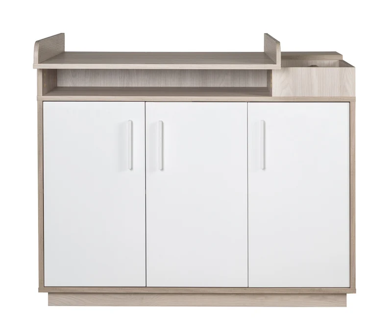 Zimmerset "Olaf" – inkl. Kombi-Bett 70 x 140 cm & breiter Wickelkommode, Luna Elm/weiß