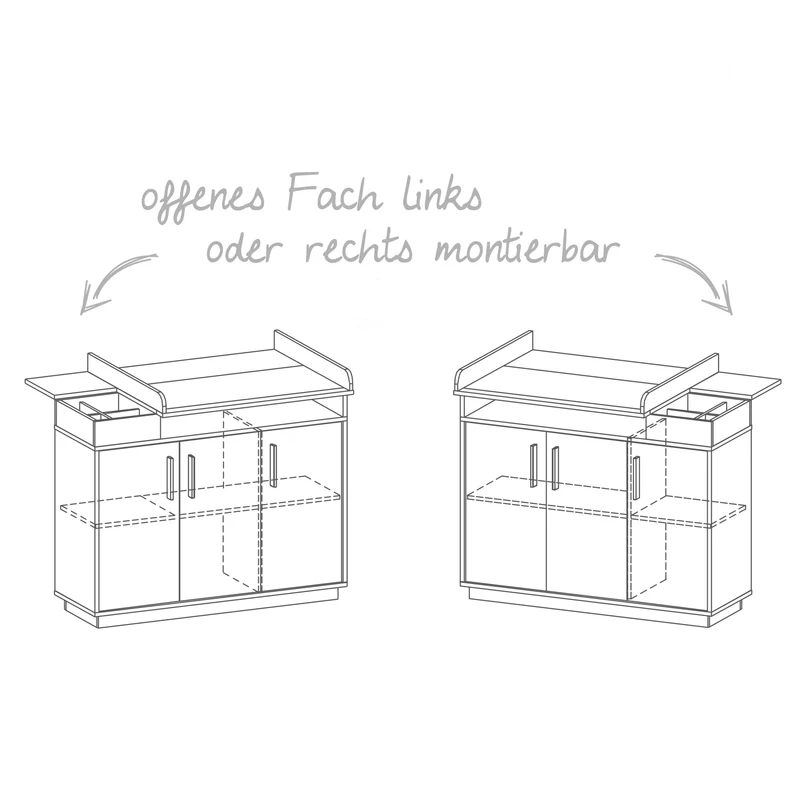 Zimmerset "Olaf" – inkl. Kombi-Bett 70 x 140 cm & breiter Wickelkommode, Luna Elm/weiß