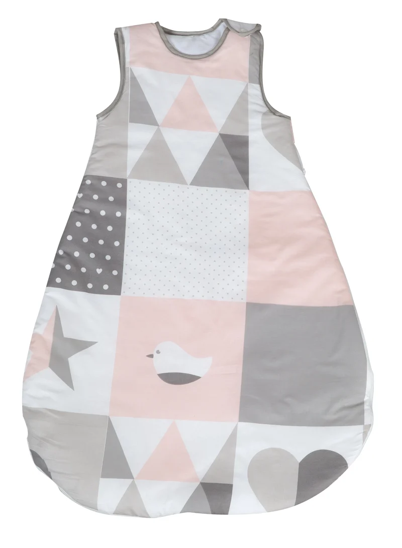 Schlafsack "Happy Patch" – 90 cm, rosa, ganzjährig, aus atmungsaktiver Baumwolle, unisex