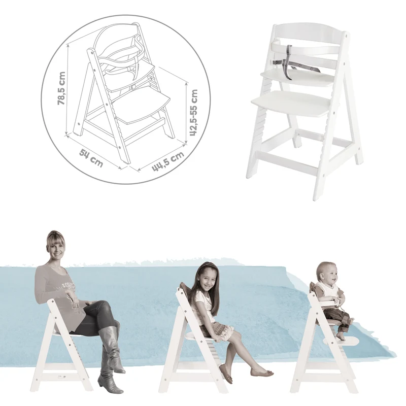 Treppenhochstuhl "Sit Up III" – mitwachsend vom Babyhochstuhl bis zum Jugendstuhl, Holz weiß
