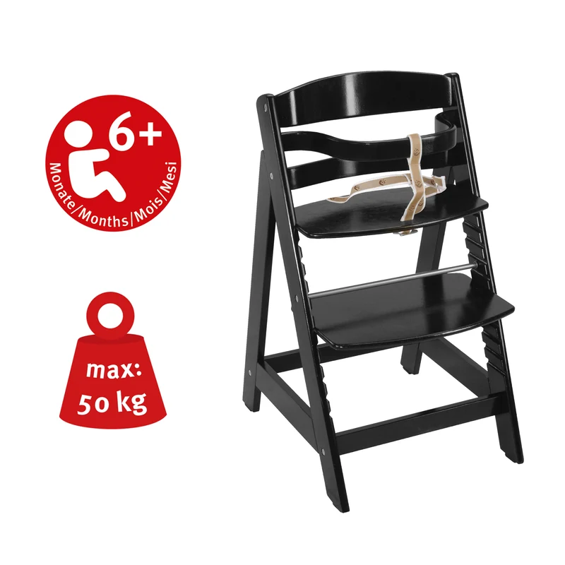 Treppenhochstuhl "Sit Up III" – mitwachsend vom Babyhochstuhl bis zum Jugendstuhl, Holz schwarz