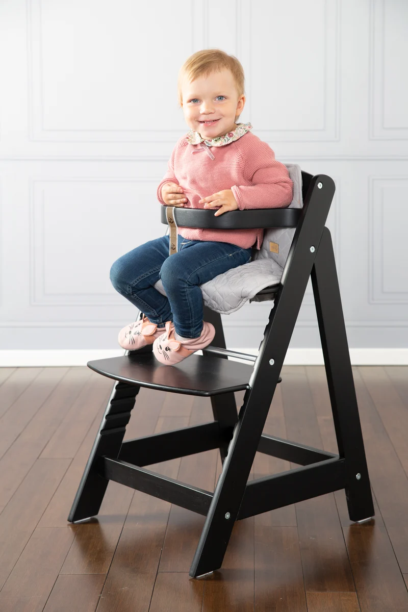 Treppenhochstuhl "Sit Up III" – mitwachsend vom Babyhochstuhl bis zum Jugendstuhl, Holz schwarz