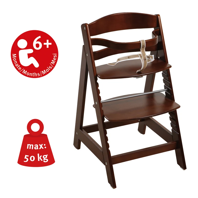 Treppenhochstuhl "Sit Up III" – mitwachsend bis zum Jugendstuhl, Holz, braun gebeizt