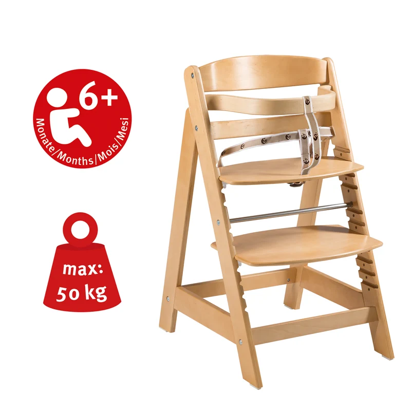 Treppenhochstuhl "Sit Up Click" – mitwachsend, innovativer Klickverschluss, Holz natur