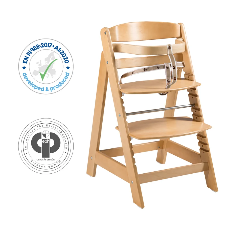 Treppenhochstuhl "Sit Up Click" – mitwachsend, innovativer Klickverschluss, Holz natur