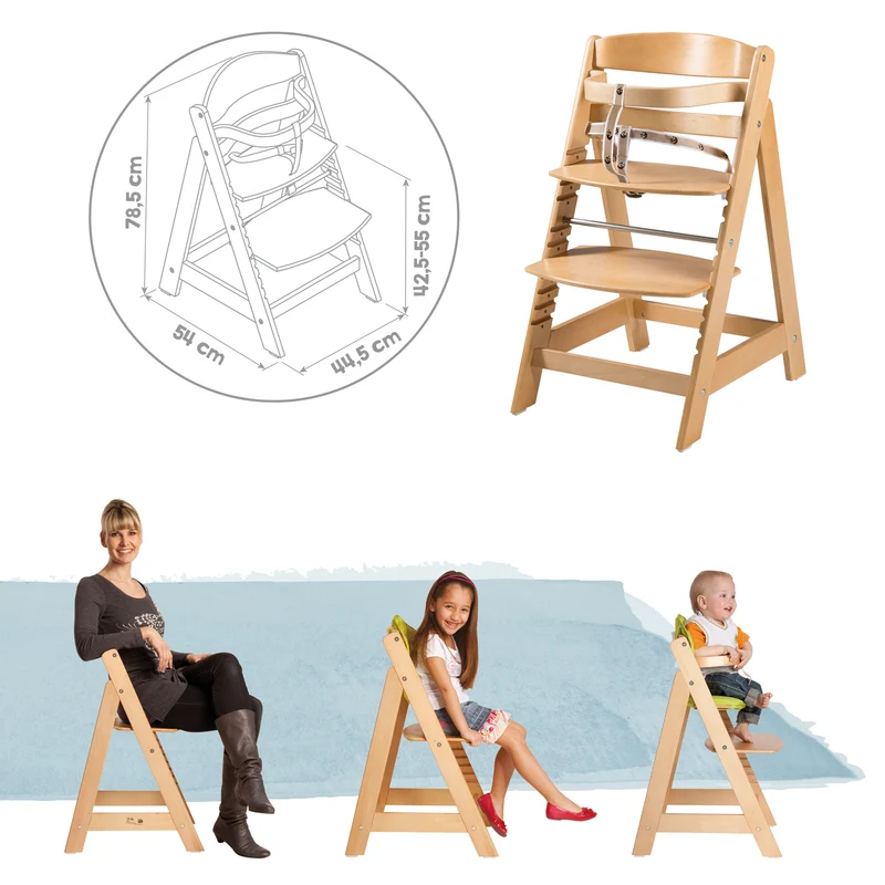 Treppenhochstuhl "Sit Up Click" – mitwachsend, innovativer Klickverschluss, Holz natur