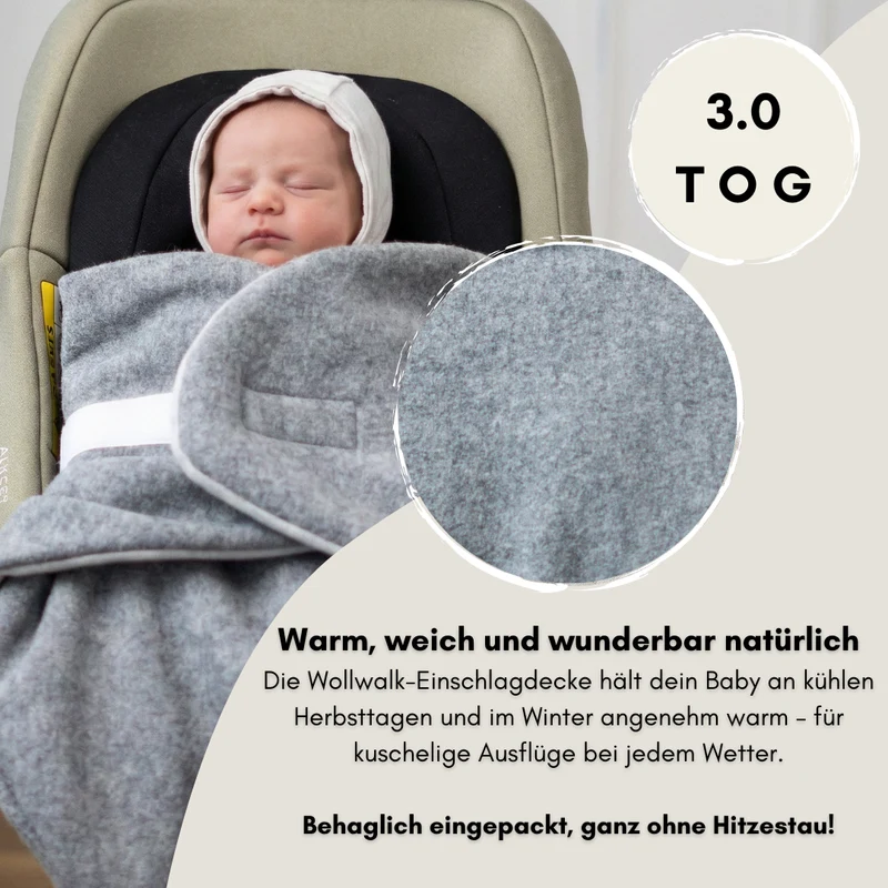 Einschlagdecke "Wollwalk pure grey"