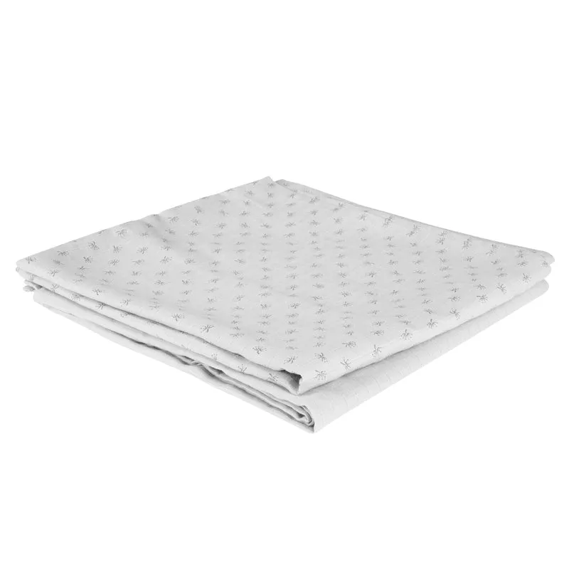 2er Set Puck- & Stilltuch "Lil Planet" – silbergrau, Bio-Baumwolle, GOTS, 120 x 120 cm