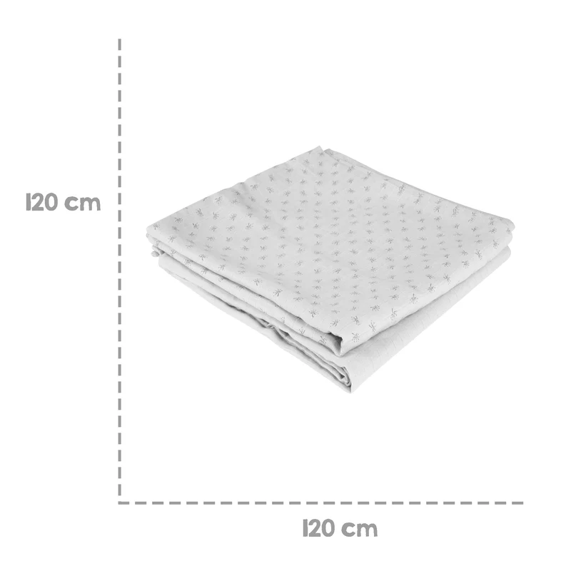 2er Set Puck- & Stilltuch "Lil Planet" – silbergrau, Bio-Baumwolle, GOTS, 120 x 120 cm