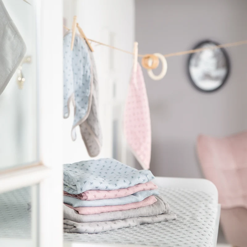 2er Set Puck- & Stilltuch "Lil Planet" – rosa, Bio-Baumwolle, GOTS, 120 x 120 cm