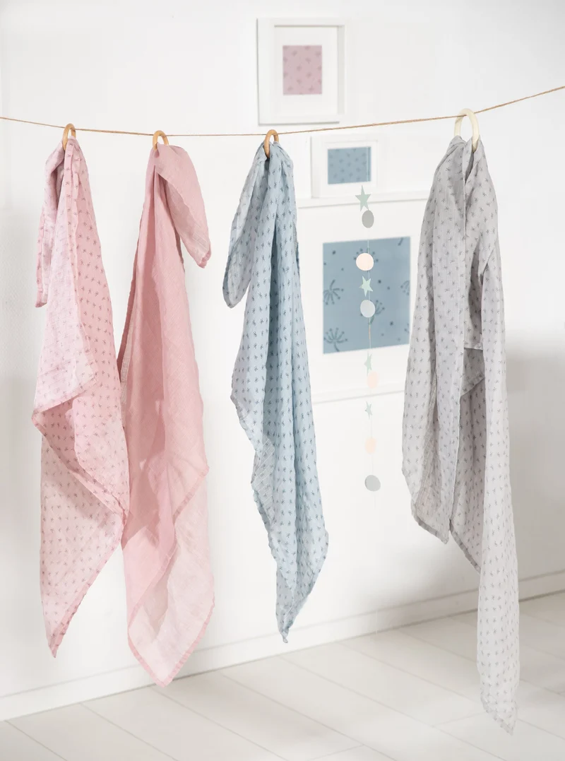 2er Set Puck- & Stilltuch "Lil Planet" – rosa, Bio-Baumwolle, GOTS, 120 x 120 cm