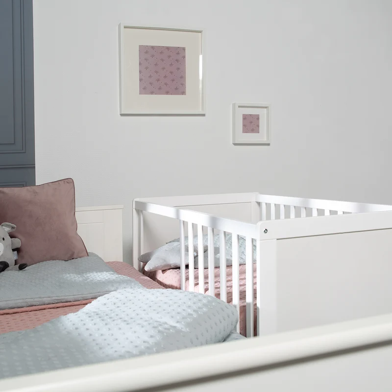 Kinderzimmerset 'roba Style' inkl. Wickelkommode & Beistellbett, mit Lattenrost, 60 x 120 cm, weiß