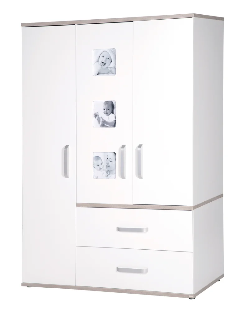 Kindermöbelset 'Moritz', 3-teilig, mit Kinderbett 70 x 140 cm, Wickelkommode & Schrank, weiß