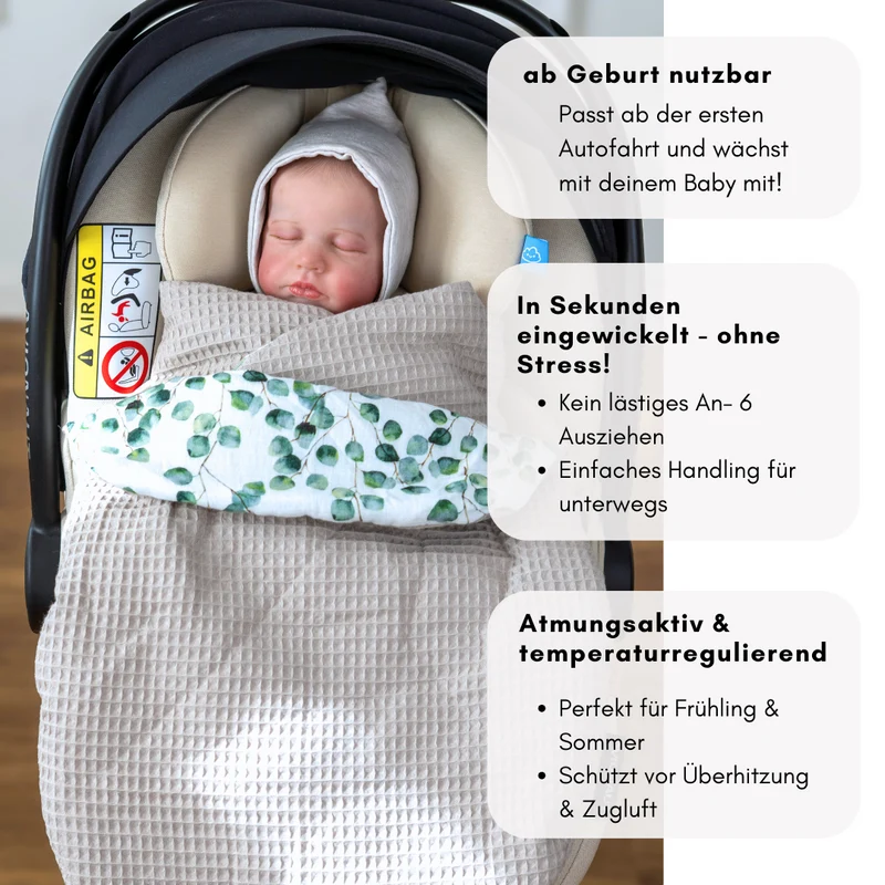 Einschlagdecke aus Waffelpiqué & Musselin -in verschiedenen Designs - Frühling & Sommer