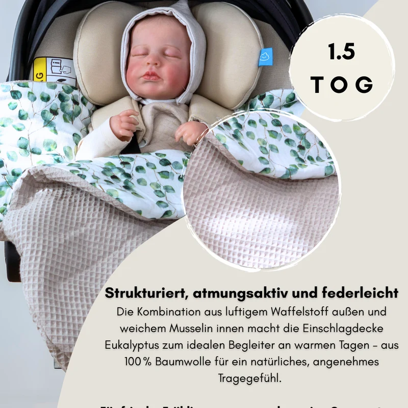 Einschlagdecke aus Waffelpiqué & Musselin -in verschiedenen Designs - Frühling & Sommer